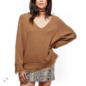 Free People Oversized Brown Wool Linen Sweater Size S